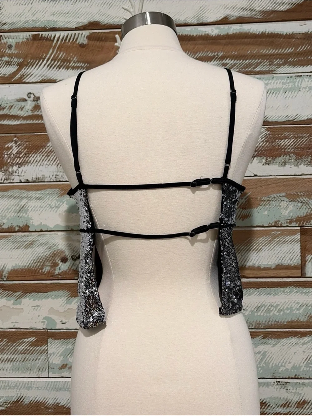 NWT FREE PEOPLE James Sequin Tank In Silver Size S Festival Boho Coastal Y2K